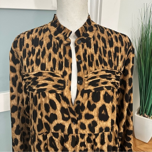 Muche Muchette Rina Leopard Print Tiered Mini Dress One Size Flowy Summer EUC - Picture 3 of 10